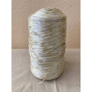 Fancy Cone Yarn Light Yellow Silver Gold Slub Thread Needlework Glitter 540g